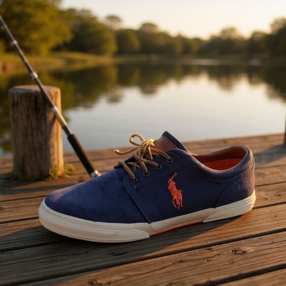 Polo Ralph Lauren Mens Size 15D Brown Faxon Low Canvas Sneakers Casual Shoes - Picture 2 of 7